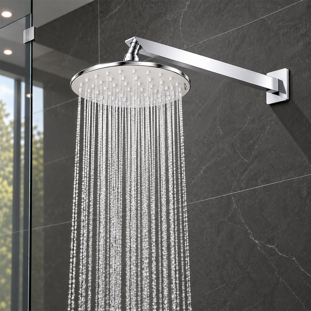 Rain Shower Head without Arm 304 Stainless Steel Overhead Shower 8x8 Inch (ELEGANCE ROUND)