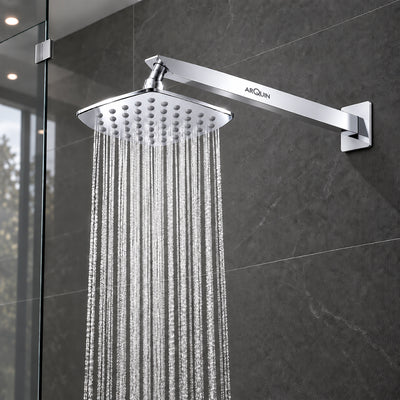 Rain Shower Head without Arm 304 Stainless Steel Overhead Shower 6x6 Inch (CURVE)
