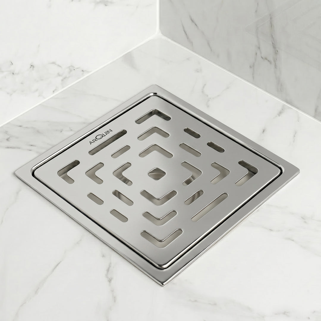 Square Floor Drainer 304 SS Grade with Cockroach Trap (5X5 Inch)