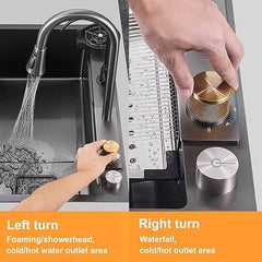 Waterfall Smart Kitchen Sink (30 x 18 x 9 Inches) 304 Grade Stainless Steel Sink