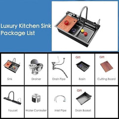Piano Waterfall Kitchen Sink (30 x 18 x 9 Inches) |304 Grade Stainless Steel Sink