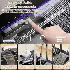 Piano Waterfall Kitchen Sink (30 x 18 x 9 Inches) |304 Grade Stainless Steel Sink