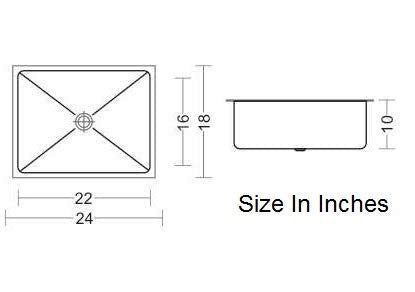 304 Grade Handmade Single Bowl Kitchen Sink (24x18x10 Inch)