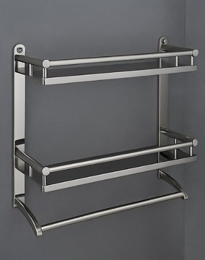 ARQUIN Stainless Steel 3 Layer Shelf Multipurpose Organizer for Bathroom with Double Towel and Loofa