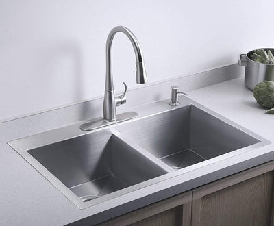 32x18x10 Inch 202 Heavy Grade Handmade Double Bowl With Tap Hole Kitchen Sink