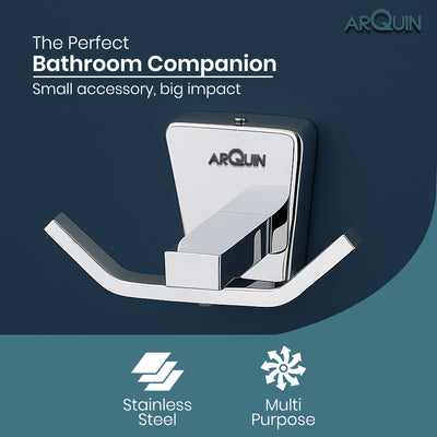 Heavy Grade Stainless Steel Double Robe Hook for Towel & Clothes