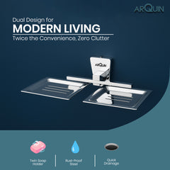 ARQUIN Heavy Grade Twin Soap Dish Holder for Bathroom