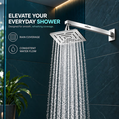 Rain Shower Head without Arm 304 Stainless Steel Overhead Shower 8x8 Inch (MAZE)
