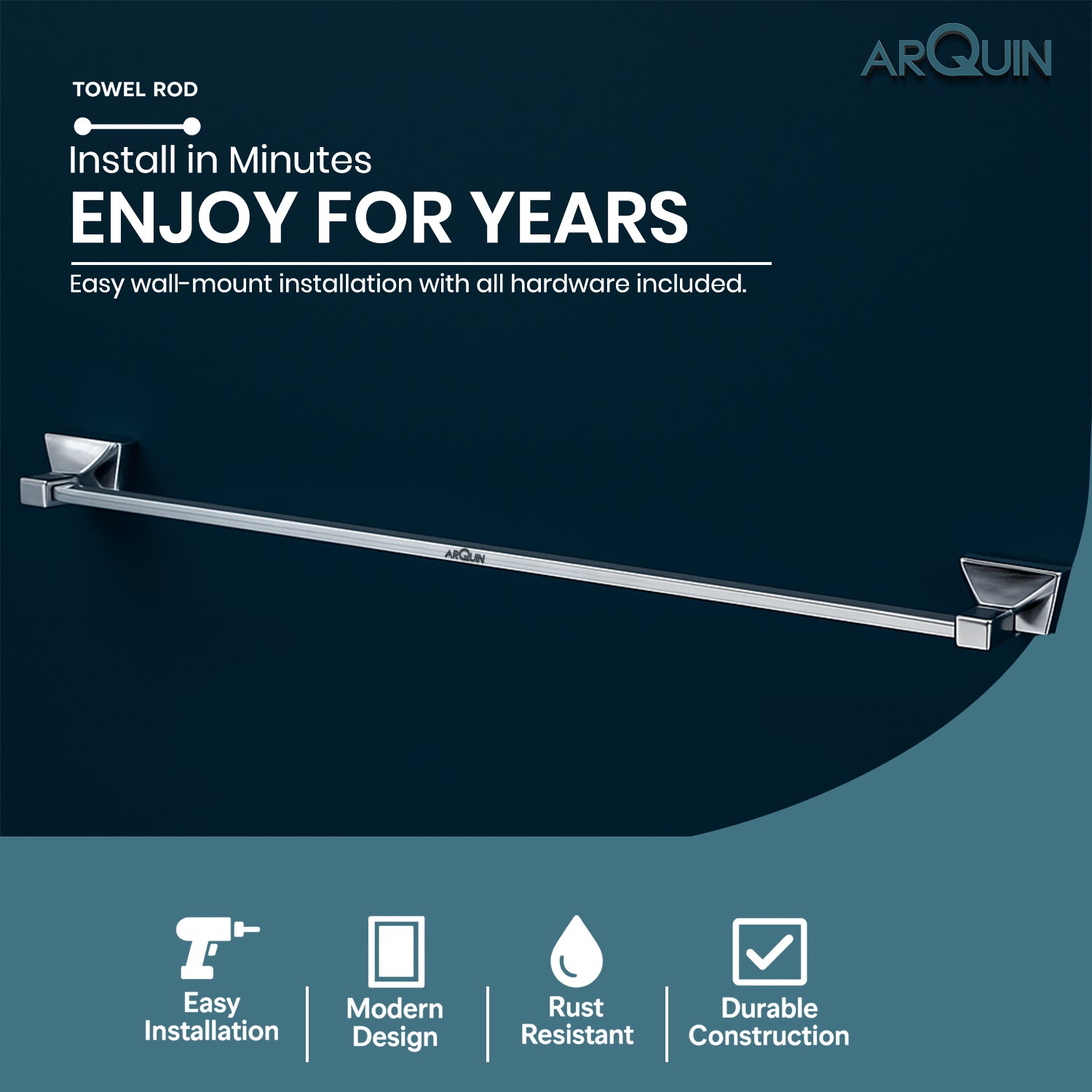 Heavy Grade Stainless Steel Towel Rod Hanger | Towel Holder for Bathroom
