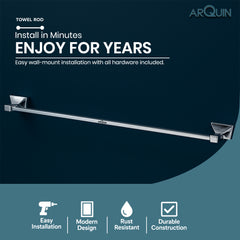 ARQUIN Heavy Grade Stainless Steel Towel Rod Hanger | Towel Holder for Bathroom