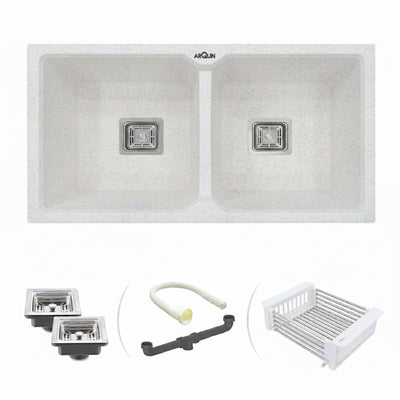 45x20x10 Inch Sand Pluto Quartz Double Bowl Kitchen Sink