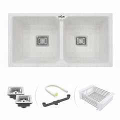 Quartz Double Bowl Kitchen Sink (45 x20 x 10 Inches) ( Sand Pluto)