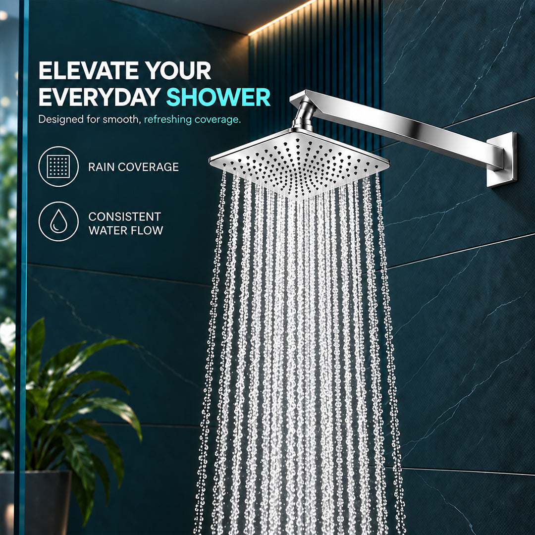 Rain Shower Head without Arm 304 Stainless Steel Overhead Shower 6x6 Inch (SOFT)