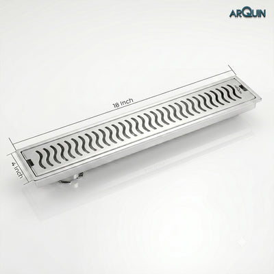 Shower Water Drain Channel SS 304 Grade with Cockroach Trap (18X4 Inch)