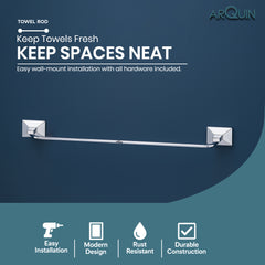 ARQUIN Heavy Grade Stainless Steel Towel Rod Hanger | Towel Holder for Bathroom