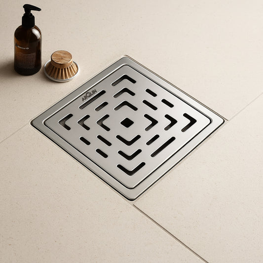 Sliver-Matt  Square Floor Drainer with Cockroach Trap (6X6 Inches)