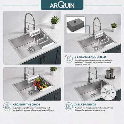 24x18x10 Inch Heavy Grade Handmade Single Bowl Kitchen Sink