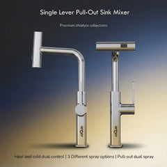 Waterfall Pull Down Kitchen Sink Faucet |360° Swivel (Magical Pullout Multiflow Faucet Silver)