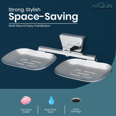 ARQUIN Heavy Grade Twin Soap Dish Holder for Bathroom