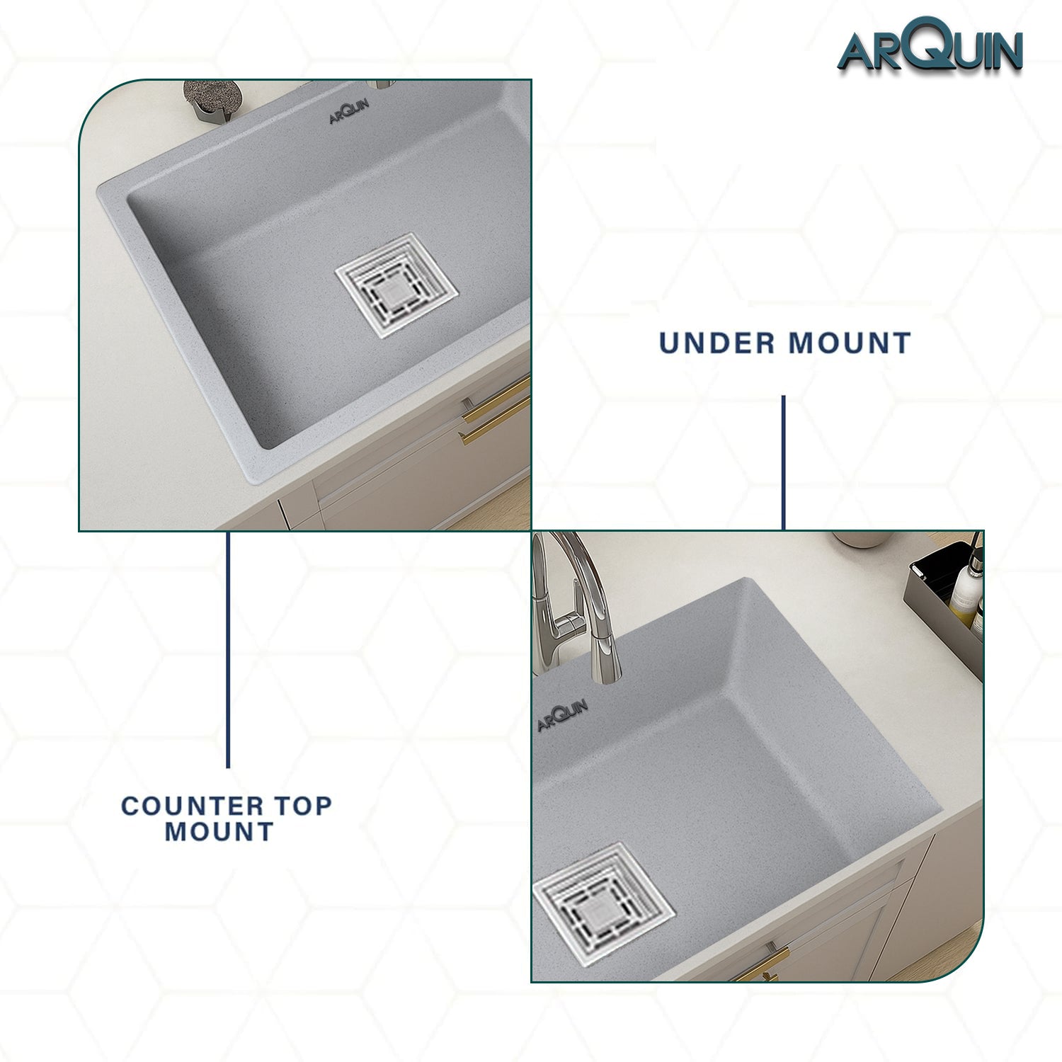 24x18x9 Inch Grey Quartz Single Bowl Kitchen Sink