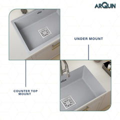 Quartz Single Bowl Kitchen Sink (24 x 18 x 9 Inches) ( Grey)