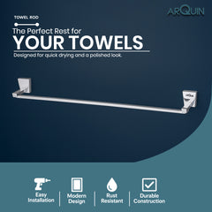 ARQUIN Heavy Grade Stainless Steel Towel Rod Hanger | Towel Holder for Bathroom