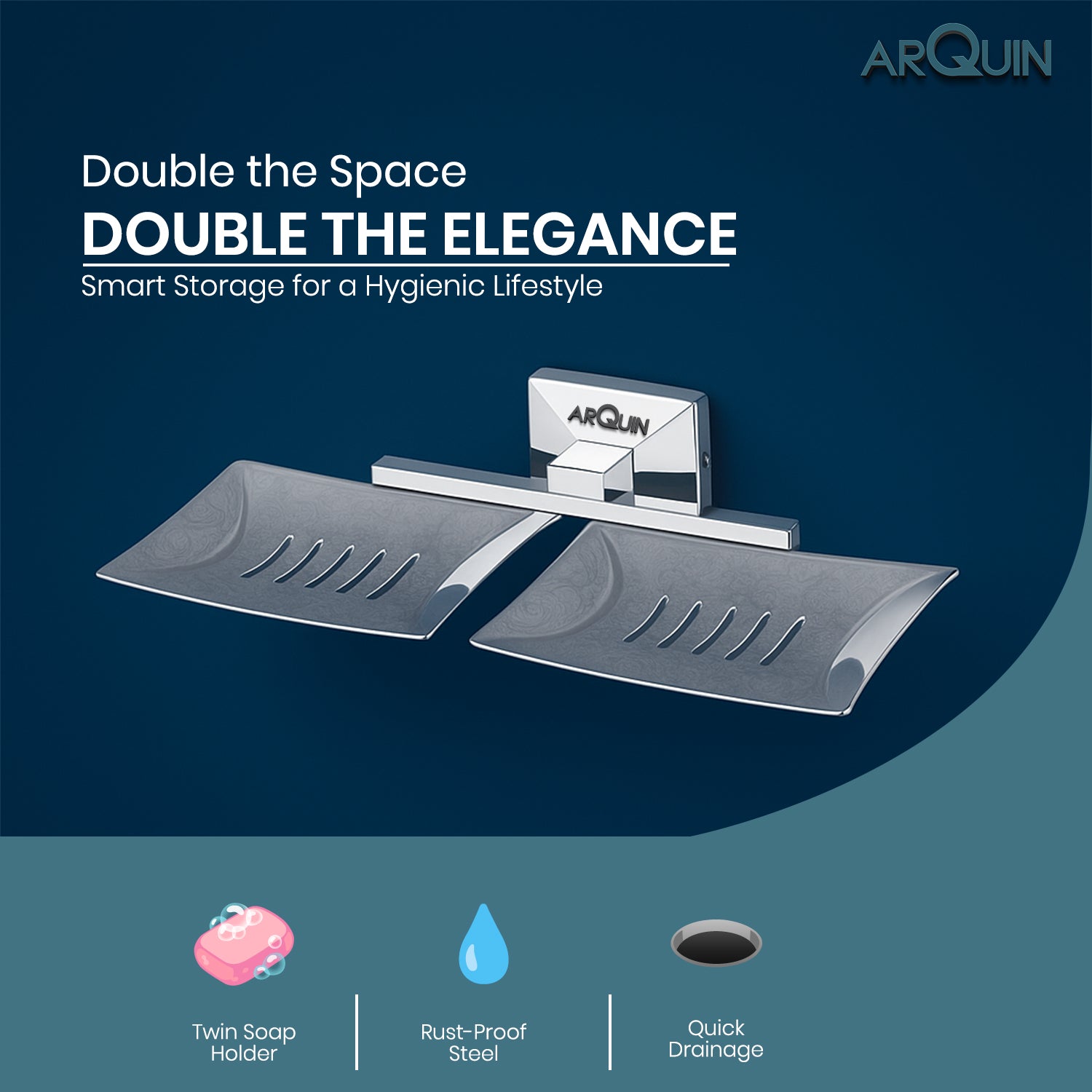 Heavy Grade Twin Soap Dish Holder for Bathroom