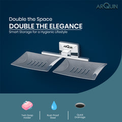 ARQUIN Heavy Grade Twin Soap Dish Holder for Bathroom