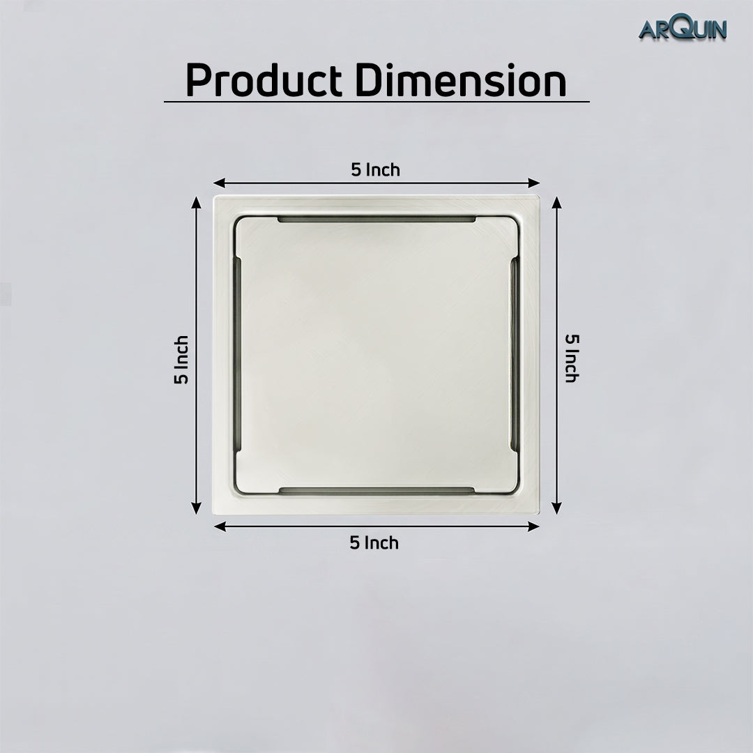 Square Floor Drainer 304 SS Grade Without Cockroach Trap (5X5 Inch)