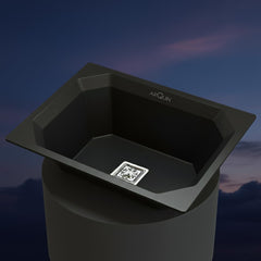 Quartz Single Bowl Diamond Kitchen Sink (24 x 18 x 9 Inches) Black