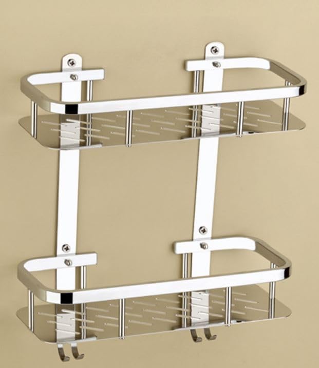 Bathroom Shelf for Wall (5x12 Inch) Stainless Steel Double Matrix