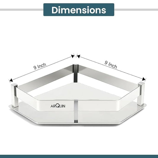 ARQUIN Bathroom Corner Shelf Diamond Cut Wall Mount (9x9 Inch)