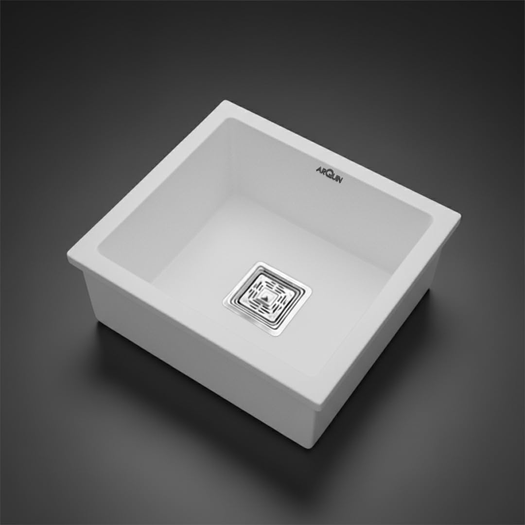 18x16x9 Inch White Quartz Single Bowl Kitchen Sink