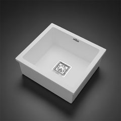 Quartz Single Bowl Kitchen Sink 18x16x9 Inch | White