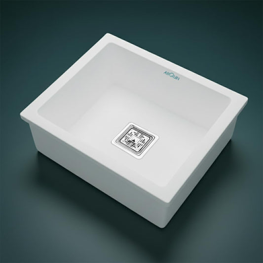 Quartz Kitchen Sink Single Bowl 21x18x9 Inch Kitchen Sink |White