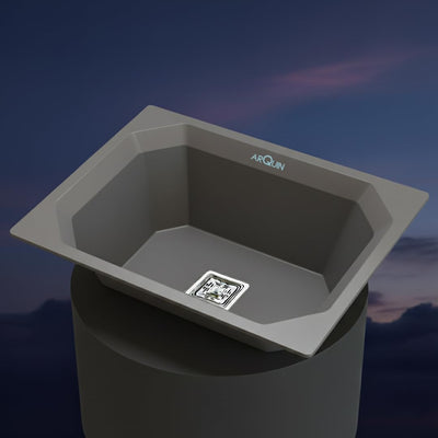 24x18x9 Inch Grey Quartz Single Bowl Diamond Kitchen Sink