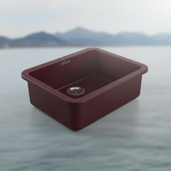 Quartz Single Bowl Round Kitchen Sink (24 x 18 x 9 Inches) | Brown