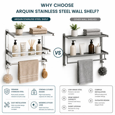 3 Layer Bathroom Folding Shelf Stainless Steel Chrome Finish - 16 Inch (B13)