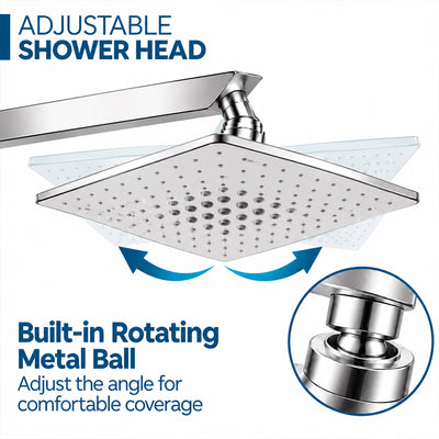 Rain Shower Head without Arm 304 Stainless Steel Overhead Shower 6x6 Inch (MAGIC)