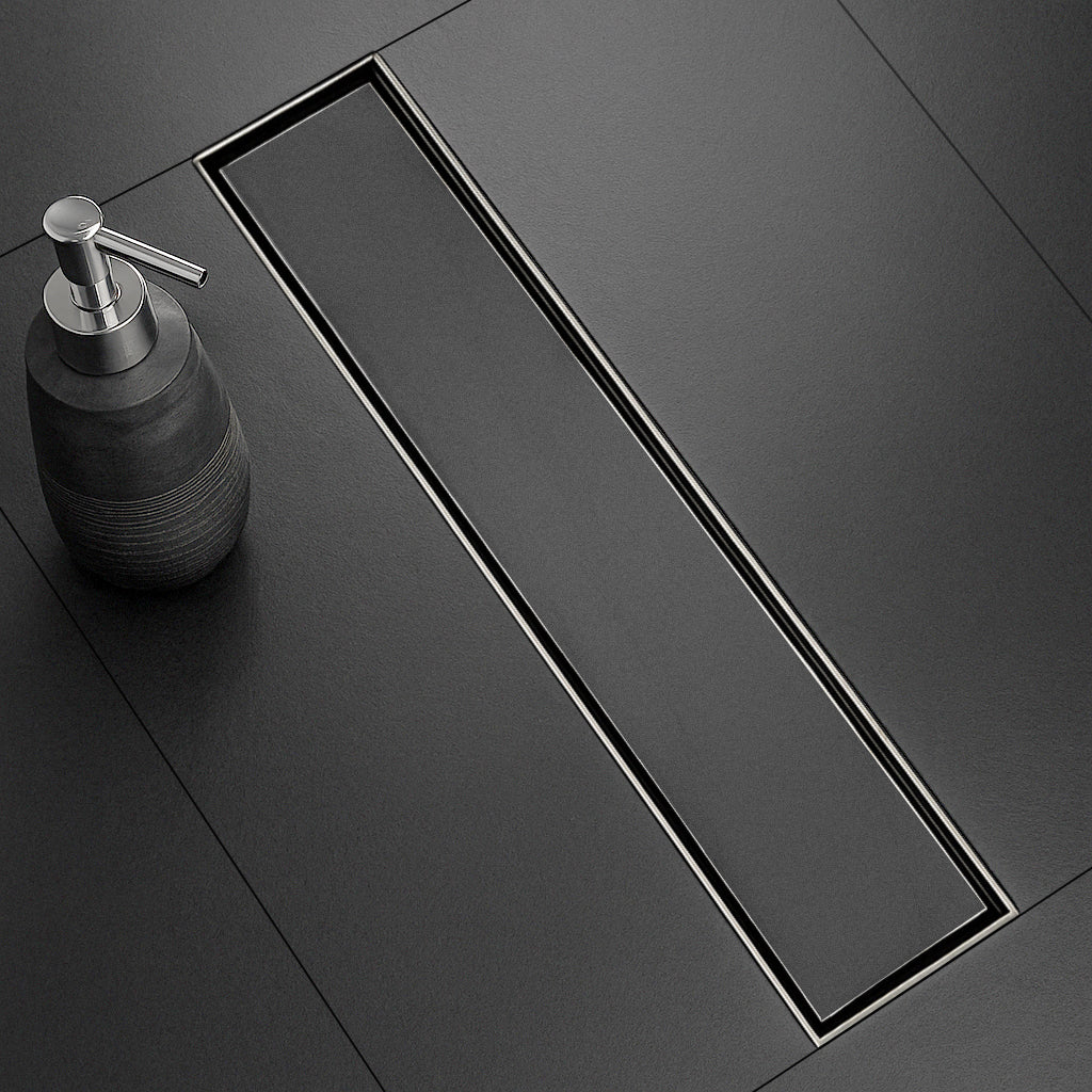 Sliver-Matt Tile Insert Shower Water Drain Channel 304 SS Grade with Cockroach Trap (24X4 Inches)
