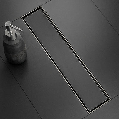 Sliver-Matt Tile Insert Shower Water Drain Channel 304 SS Grade with Cockroach Trap (24X4 Inches)