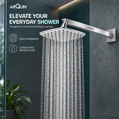 Rain Shower Head without Arm 304 Stainless Steel Overhead Shower 8x8 Inch (CURVE)