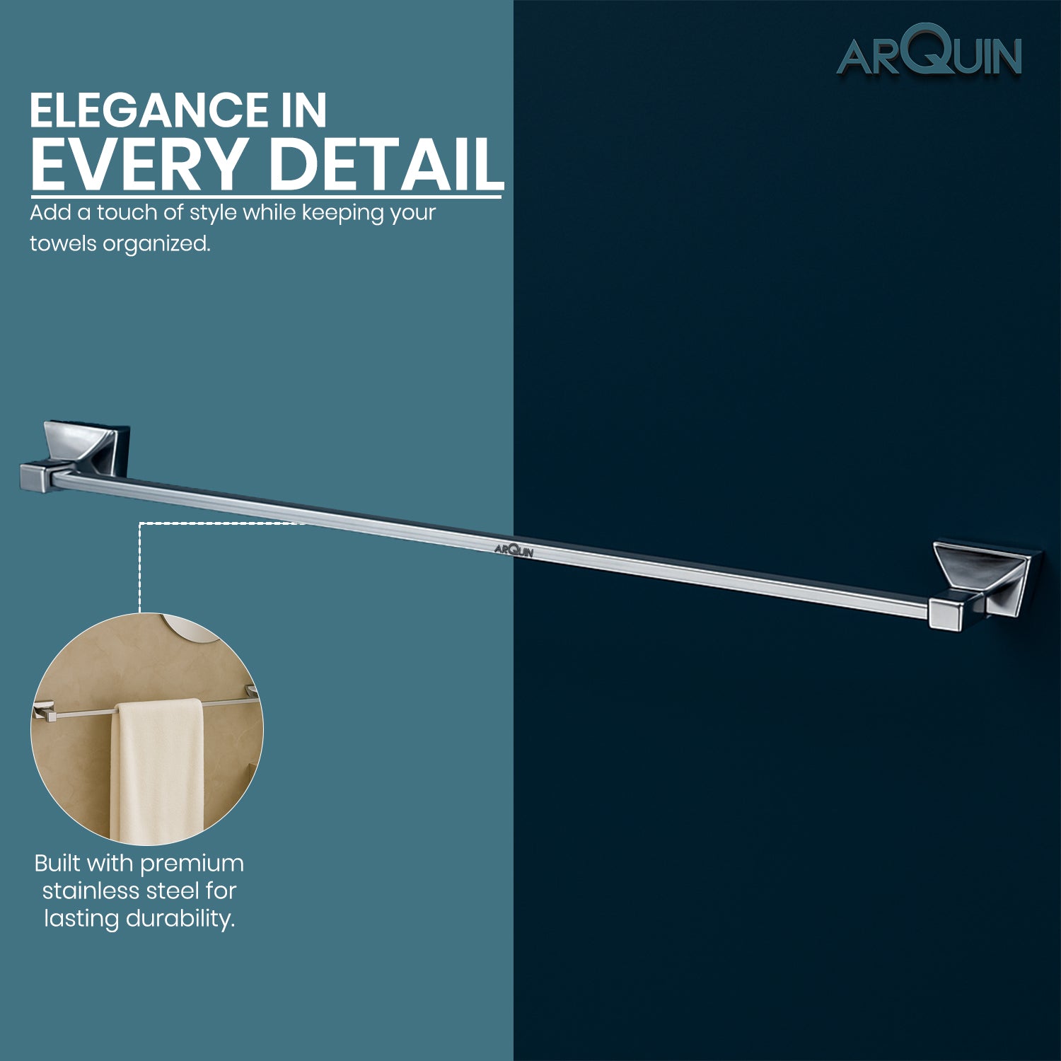 Heavy Grade Stainless Steel Towel Rod Hanger | Towel Holder for Bathroom