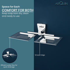 ARQUIN Heavy Grade Twin Soap Dish Holder for Bathroom