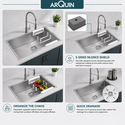 32x20x10 Inch Heavy Grade Handmade Single Bowl Kitchen Sink