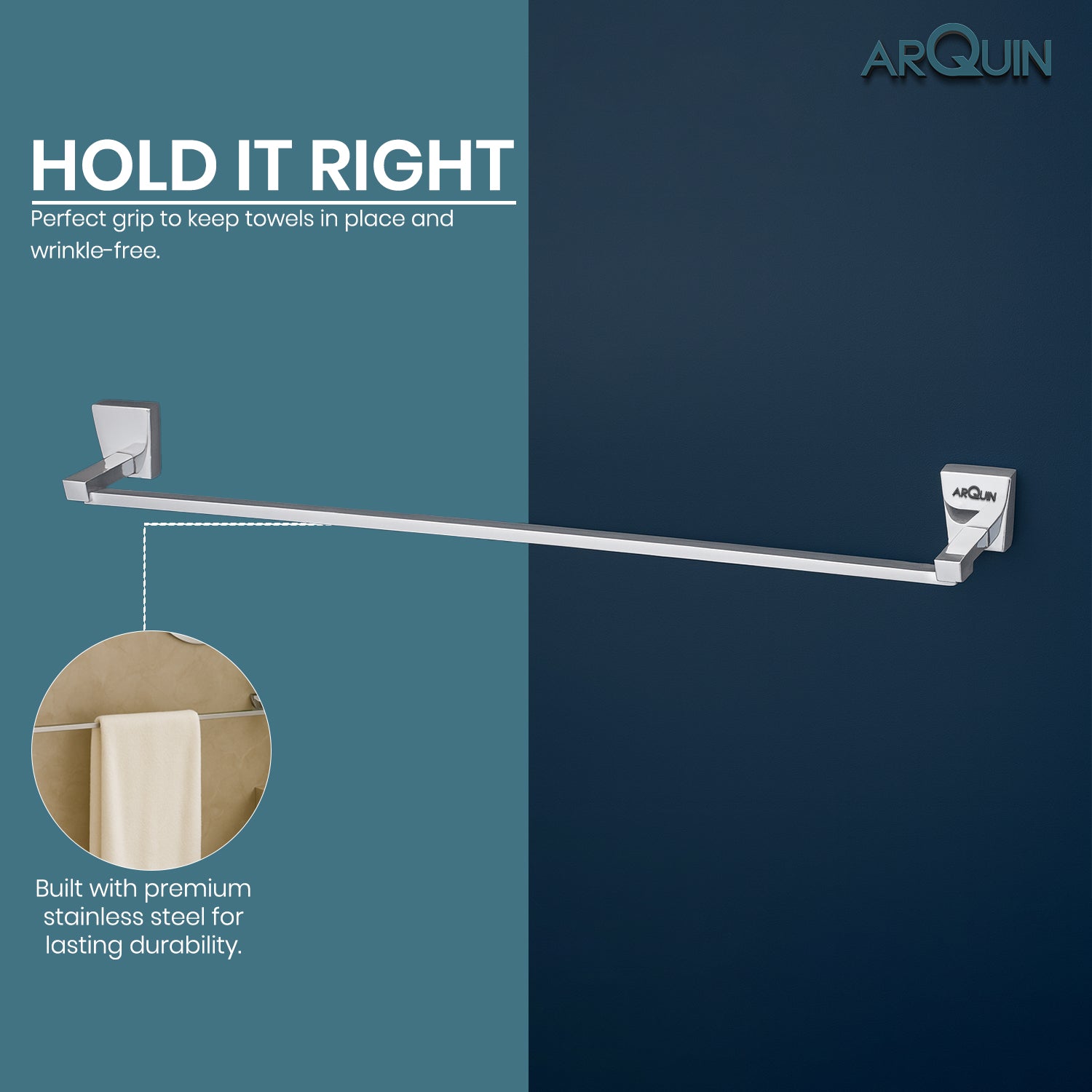 Heavy Grade Stainless Steel Towel Rod Hanger | Towel Holder for Bathroom