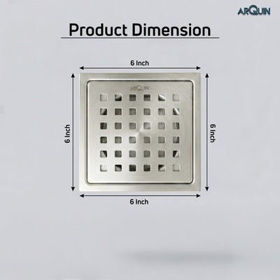 Square Floor Drainer 304 SS Grade Without Cockroach Trap (6x6 Inch)