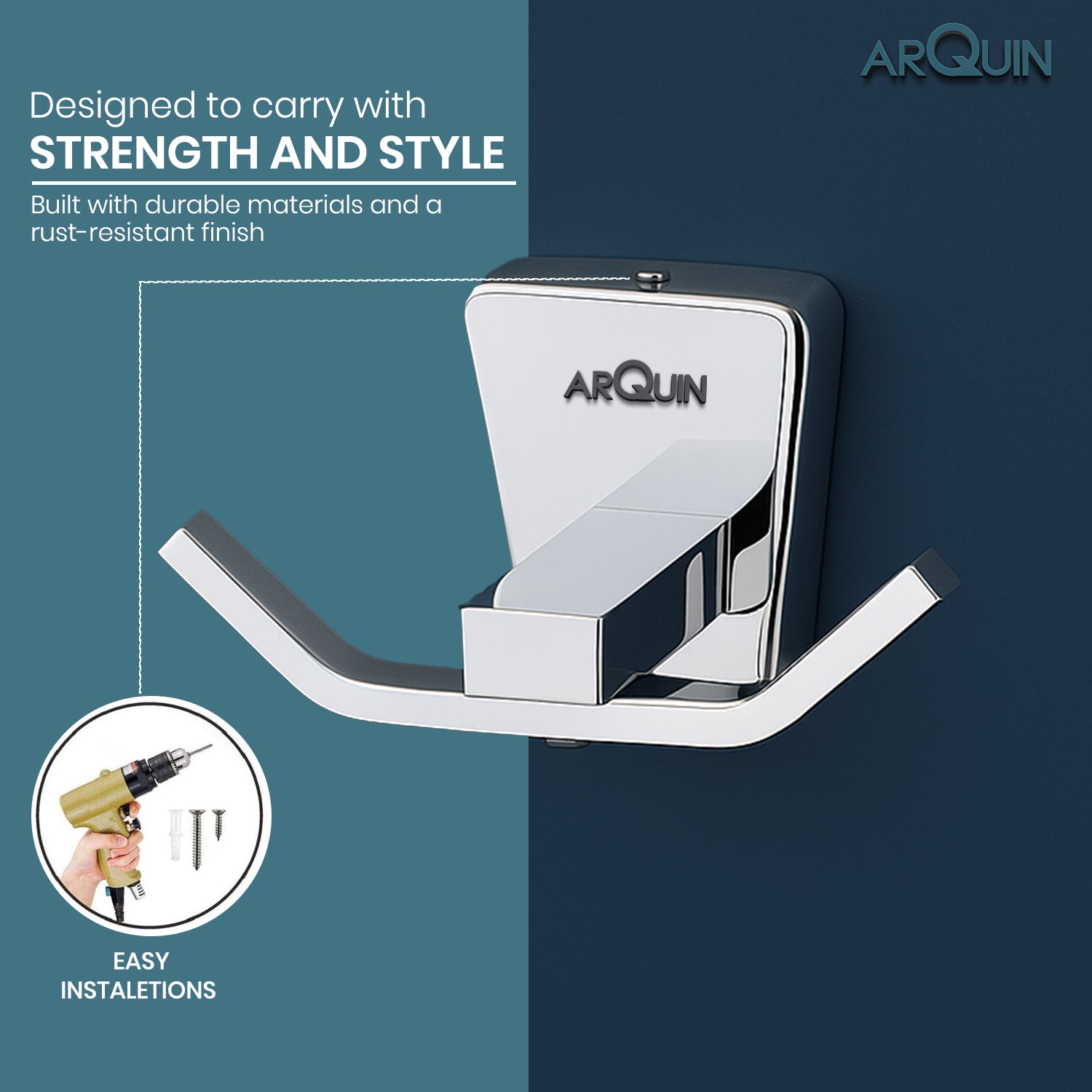 Heavy Grade Stainless Steel Double Robe Hook for Towel & Clothes