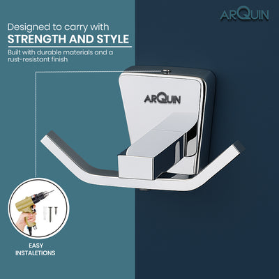 Heavy Grade Stainless Steel Double Robe Hook for Towel & Clothes