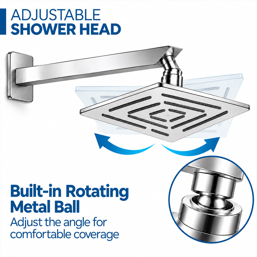 Rain Shower Head without Arm 304 Stainless Steel Overhead Shower 8x8 Inch (MAZE)